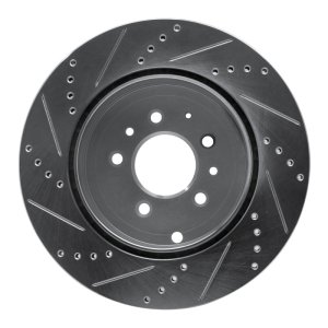 Mazda CX-9 Brake Rotor (1) - Rear Right - R1 Concepts - Drilled & Slotted - Silver - `07-`15